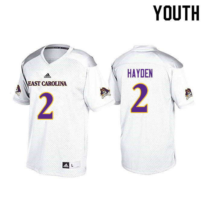 Youth #2 Chase Hayden ECU Pirates College Football Jerseys Sale-White - Click Image to Close